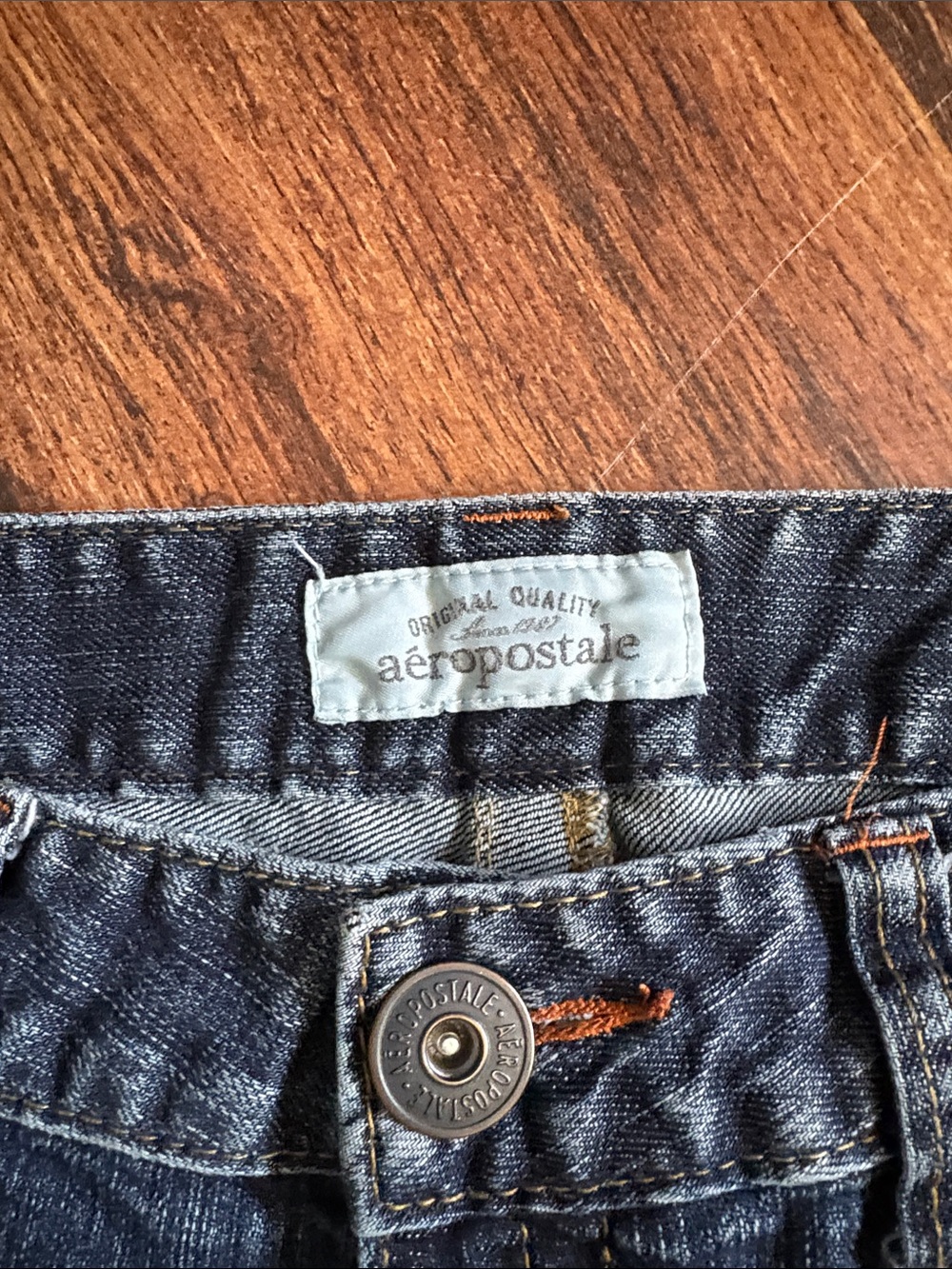 Aeropostale Dark Indigo Denim Jeans with Orange Stitching